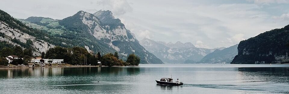 lake, shore, mountains, landscape, switzerland, nature, alps